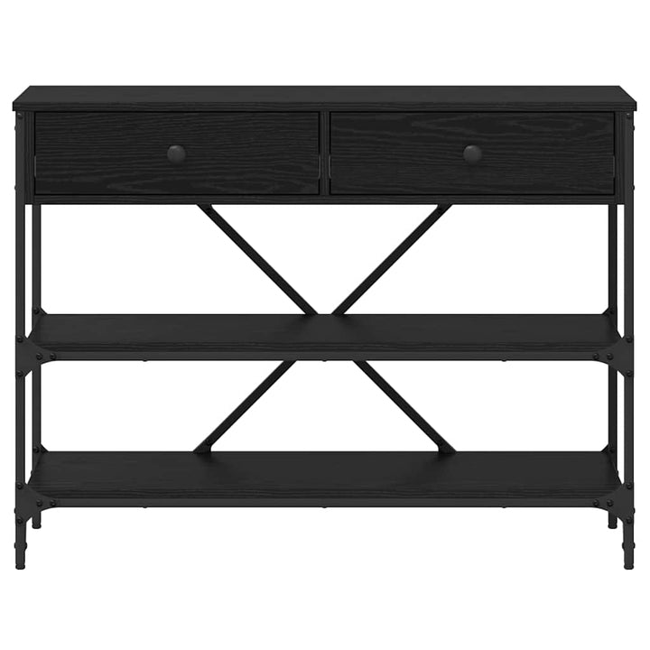 Konsolbord Med Låda Med Hylla Svart Ek 100 X 34,5 X 75 Cm Trä