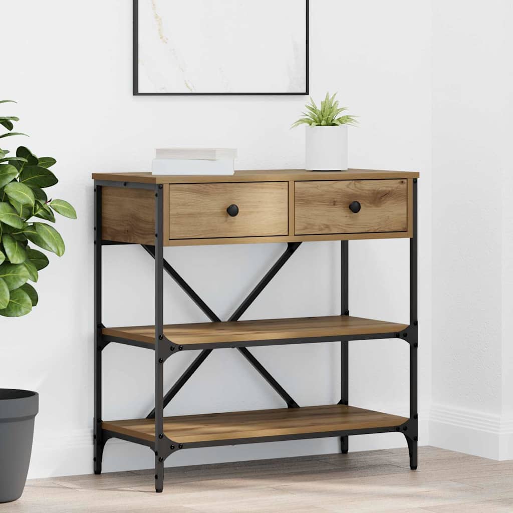Konsolbord Med Låda Med Hylla Brun 75 X 34,5 X 75 Cm Trä