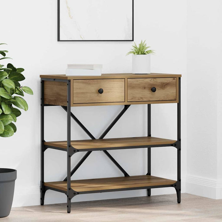 Konsolbord Med Låda Med Hylla Brun 75 X 34,5 X 75 Cm Trä