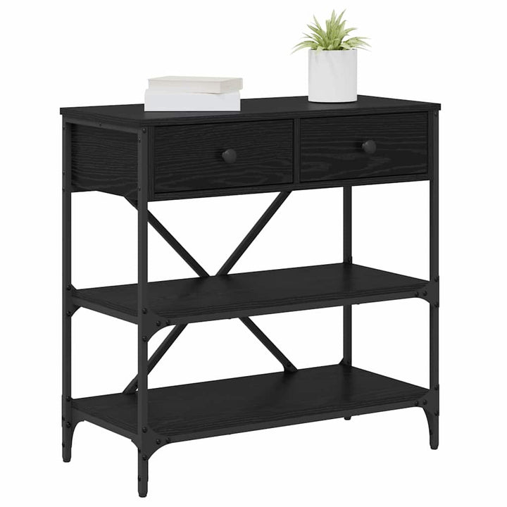 Konsolbord Med Låda Med Hylla Svart Ek 75 X 34,5 X 75 Cm Trä