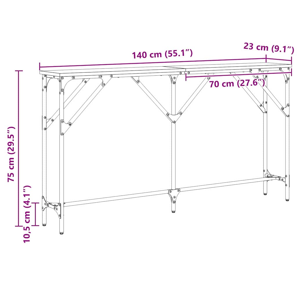 Konsolbord Svart Ek 140 X 23 X 75 Cm