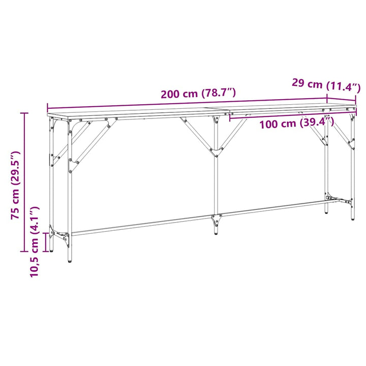 Konsolbord Svart Ek 200 X 29 X 75 Cm