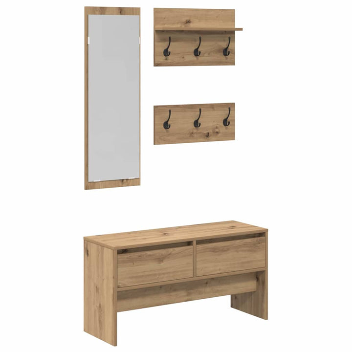 Hallmöbelset Med Låda 4 Pcs Artisan Ek Konstruerat Trä