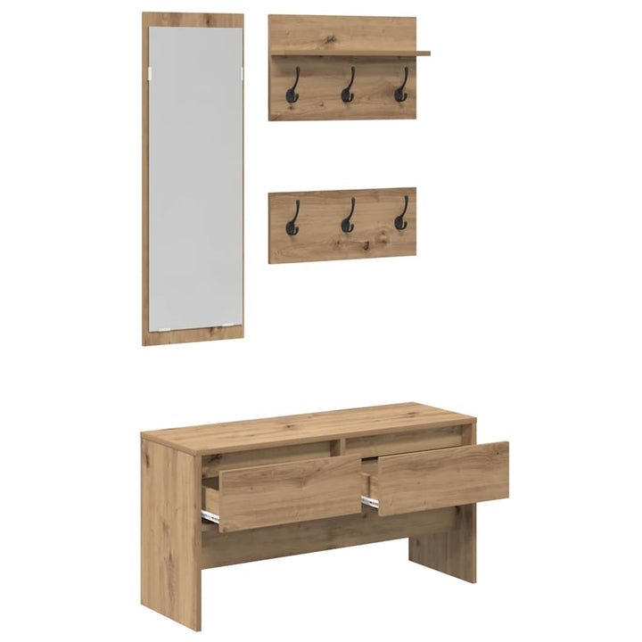 Hallmöbelset Med Låda 4 Pcs Artisan Ek Konstruerat Trä