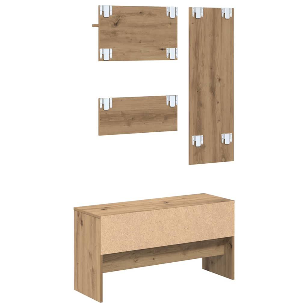 Hallmöbelset Med Låda 4 Pcs Artisan Ek Konstruerat Trä