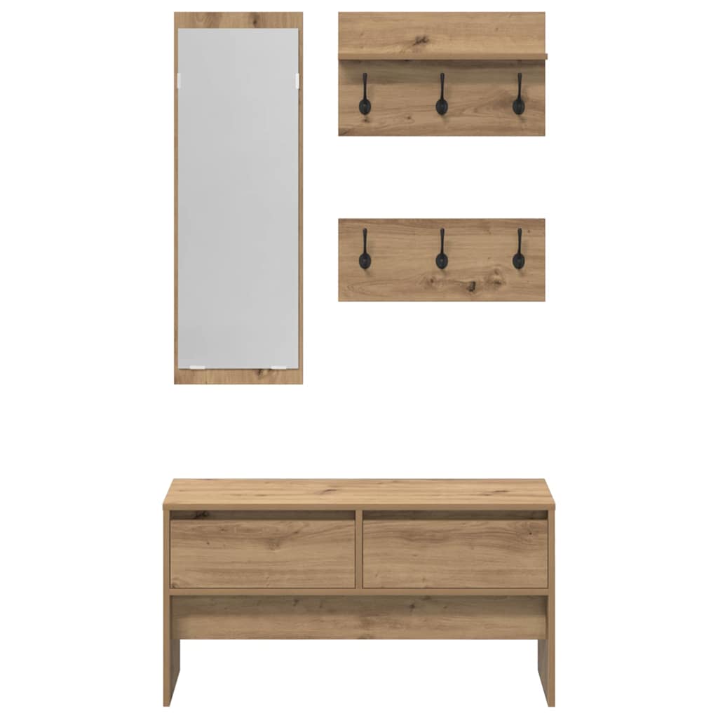 Hallmöbelset Med Låda 4 Pcs Artisan Ek Konstruerat Trä