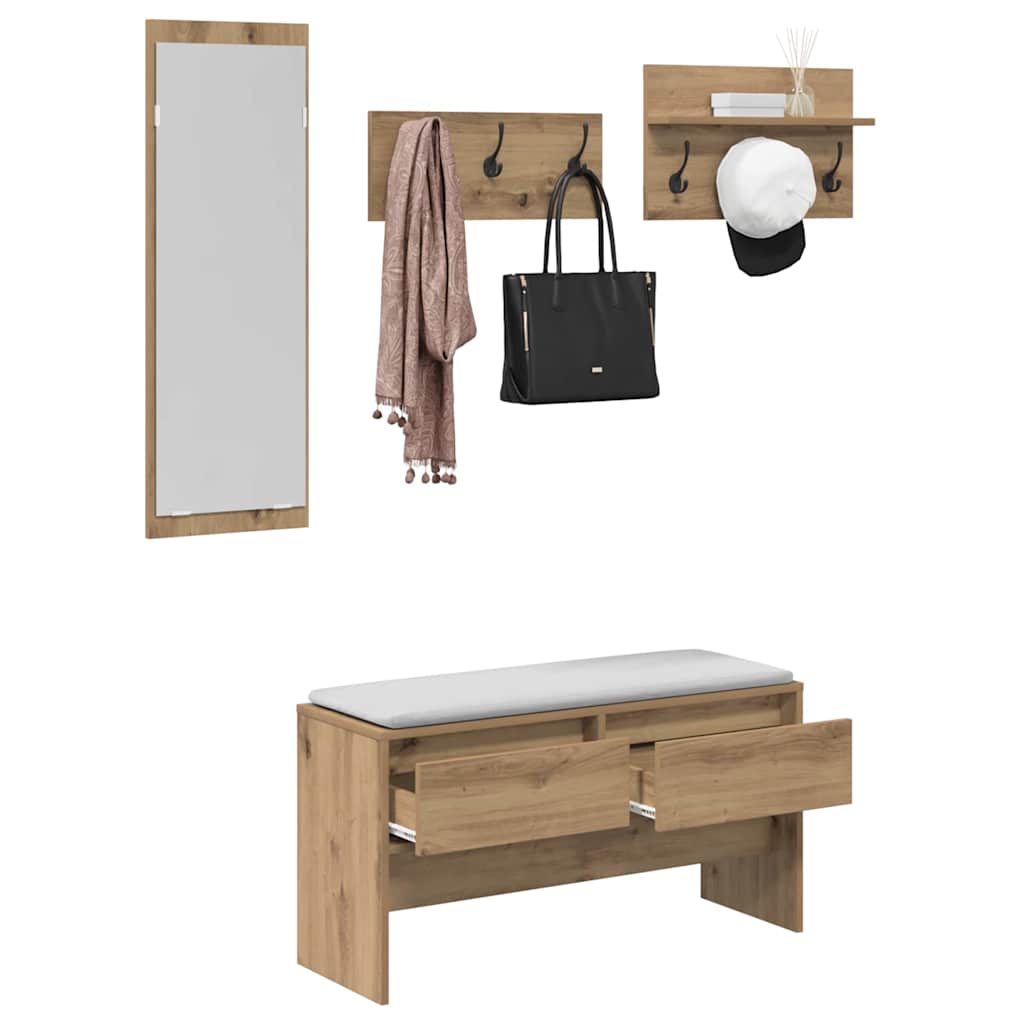 Hallmöbelset Med Låda 4 Pcs Artisan Ek Konstruerat Trä