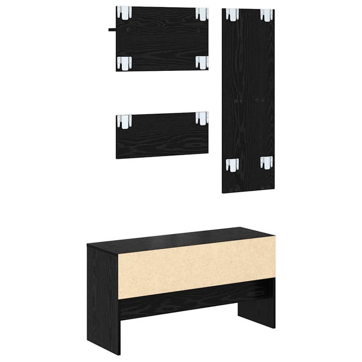 Hallmöbelset Med Låda Med Hylla 4 Pcs Svart Ek Konstruerat Trä