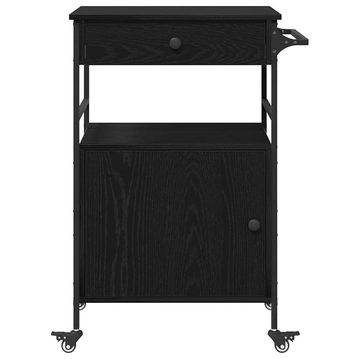 Köksvagn Svart Ek 56 X 43 X 89,5 Cm Konstruerat Trä