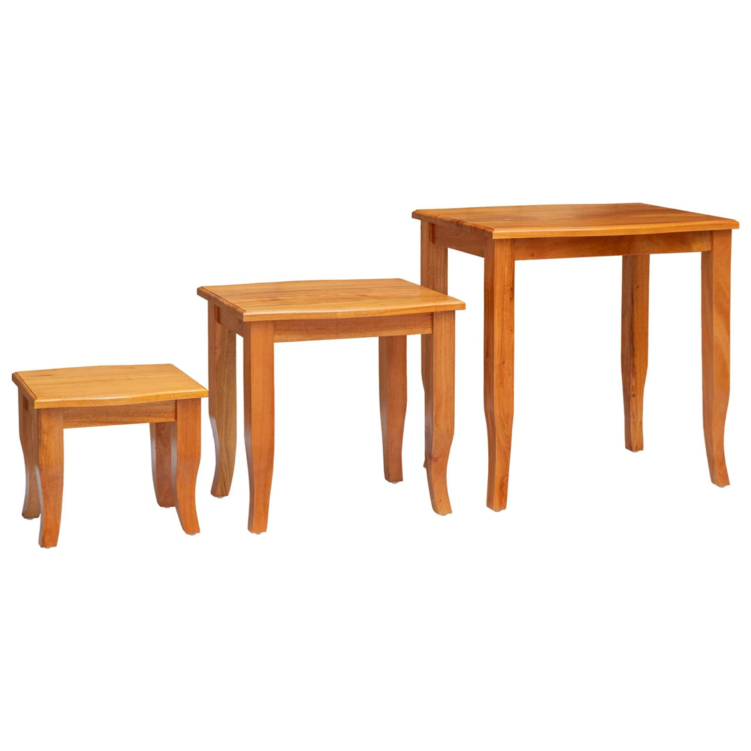 Nesting Sidobord 3 Pcs Naturfärg Massivt Mahognyträ