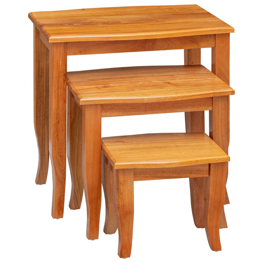Nesting Sidobord 3 Pcs Naturfärg Massivt Mahognyträ