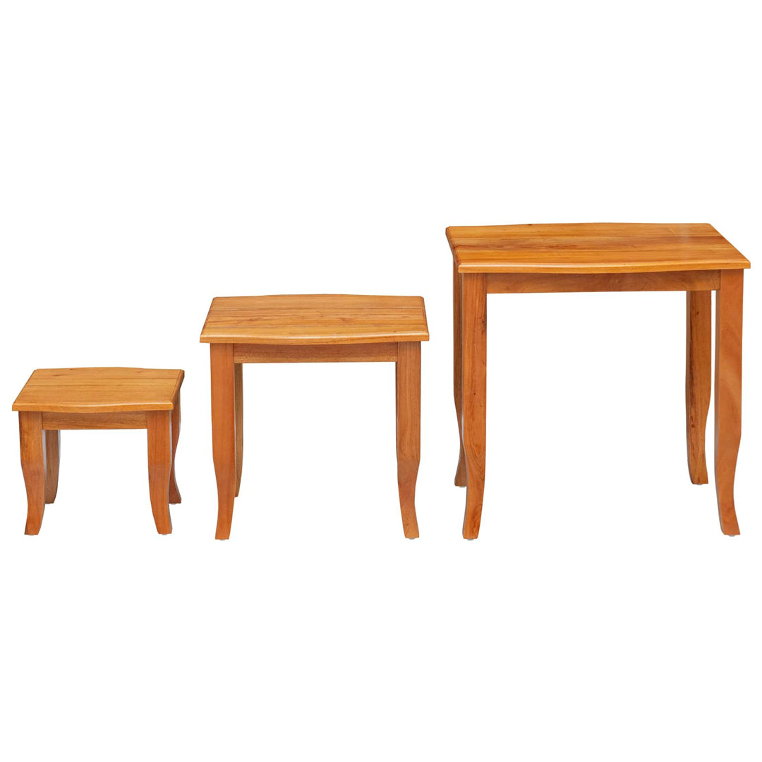 Nesting Sidobord 3 Pcs Naturfärg Massivt Mahognyträ