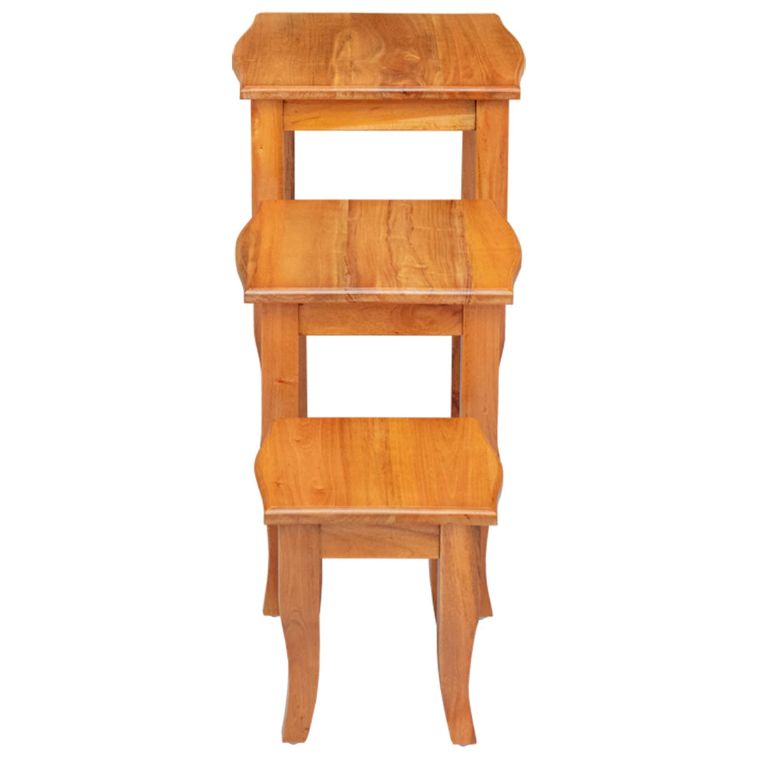 Nesting Sidobord 3 Pcs Naturfärg Massivt Mahognyträ
