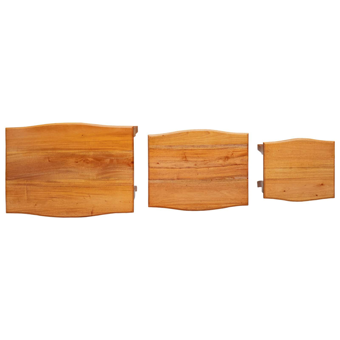 Nesting Sidobord 3 Pcs Naturfärg Massivt Mahognyträ