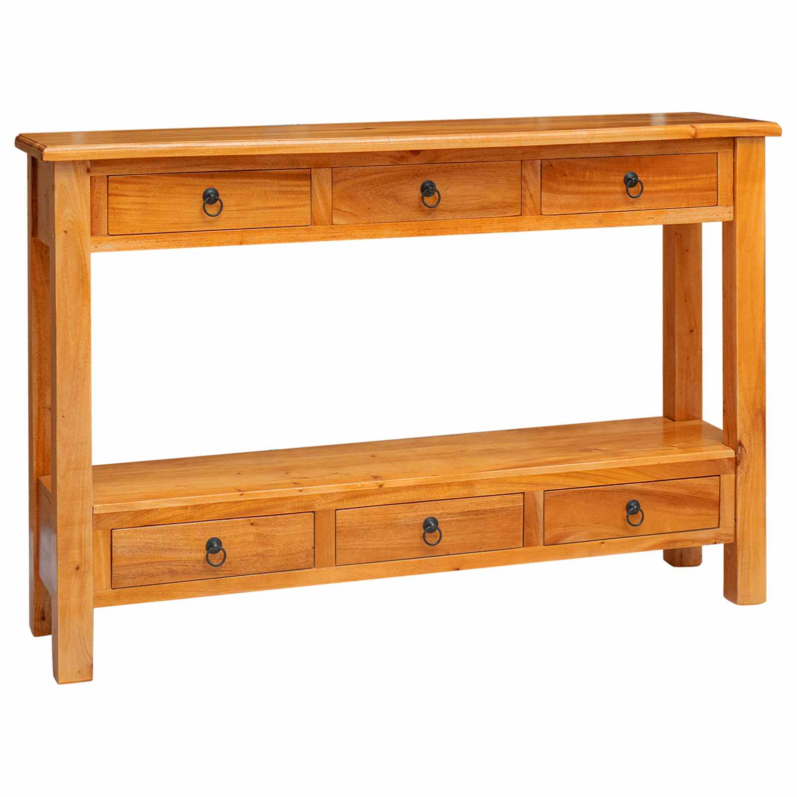 Konsolbord Naturfärg 115 X 32 X 76 Cm Massivt Mahognyträ