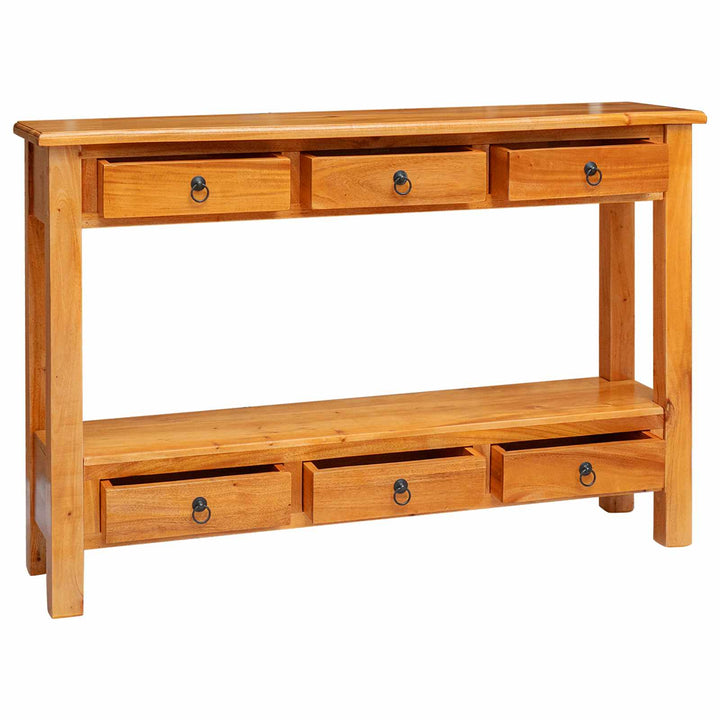 Konsolbord Naturfärg 115 X 32 X 76 Cm Massivt Mahognyträ