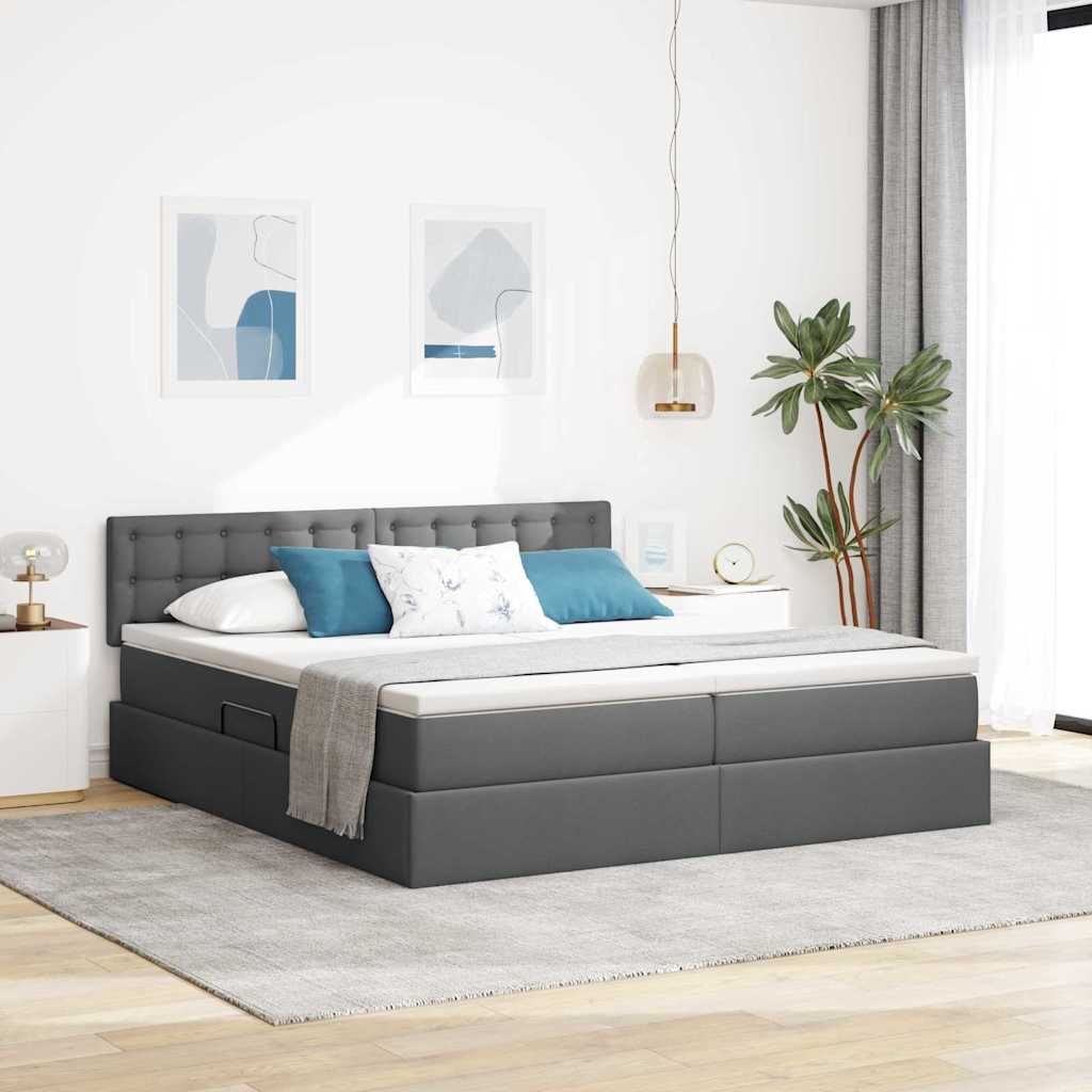 Led Förvaringssäng Med Madrass Tyg