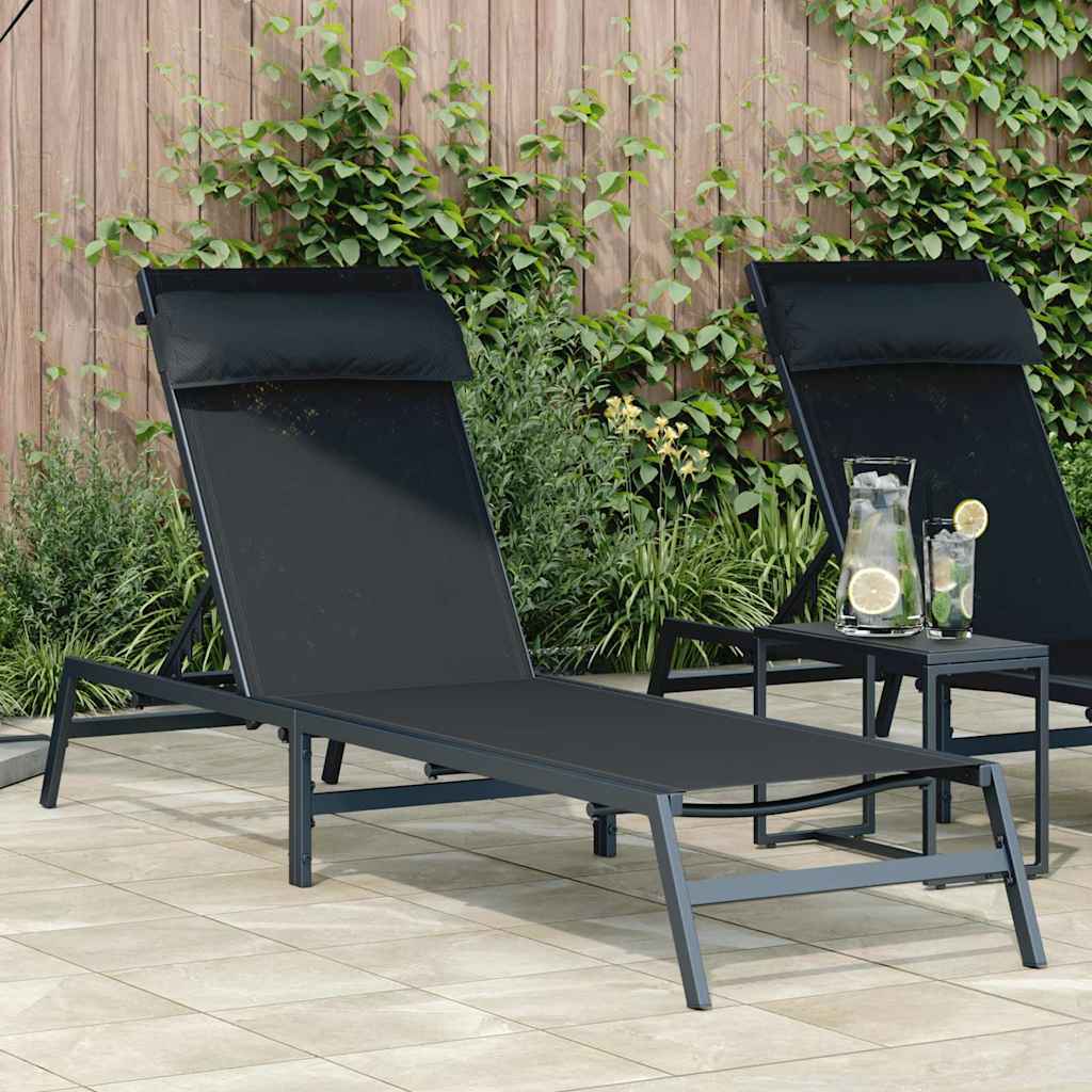 Solstol 1-Person Svart Och Anthracit 197 X 54 X 86 Cm Stål