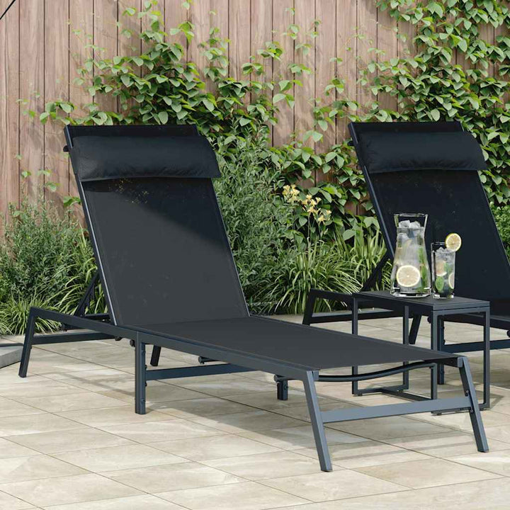 Solstol 1-Person Svart Och Anthracit 197 X 54 X 86 Cm Stål