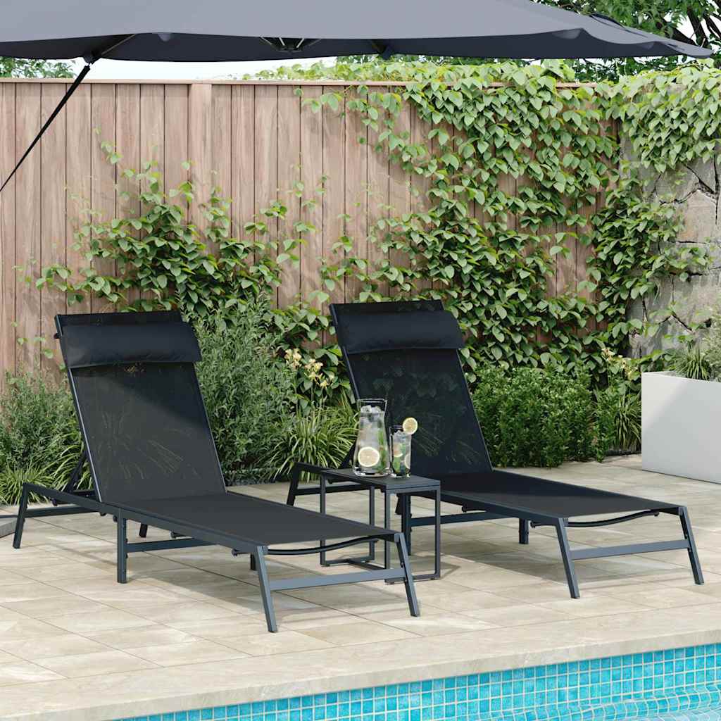 Solstolar 2-Person 3 Pcs Svart Och Anthracit Stål