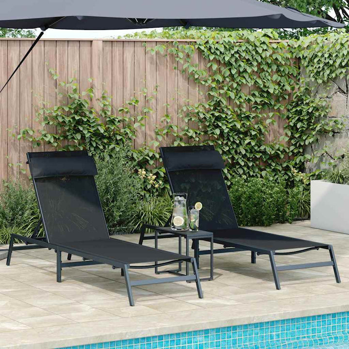 Solstolar 2-Person 3 Pcs Svart Och Anthracit Stål