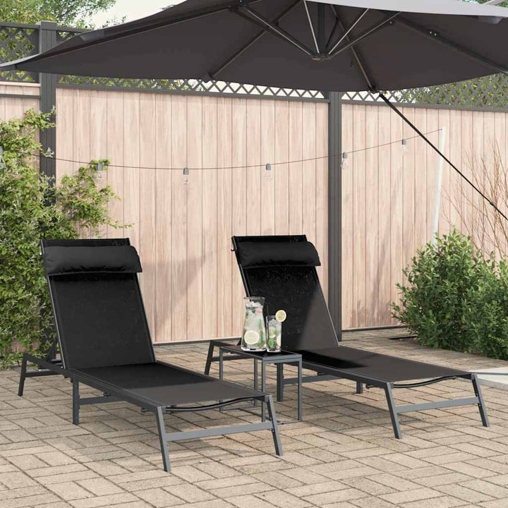 Solstolar 2-Person 3 Pcs Svart Och Anthracit Stål
