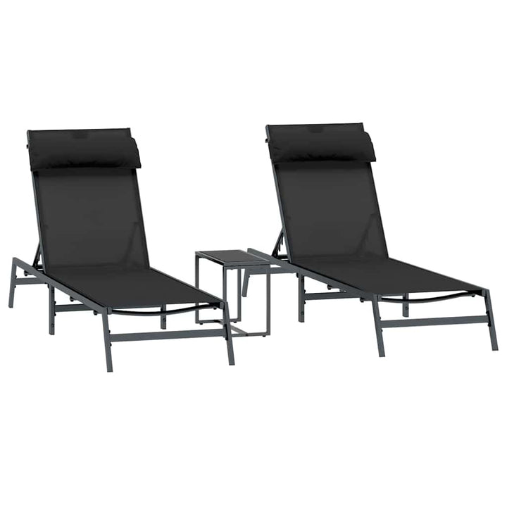 Solstolar 2-Person 3 Pcs Svart Och Anthracit Stål