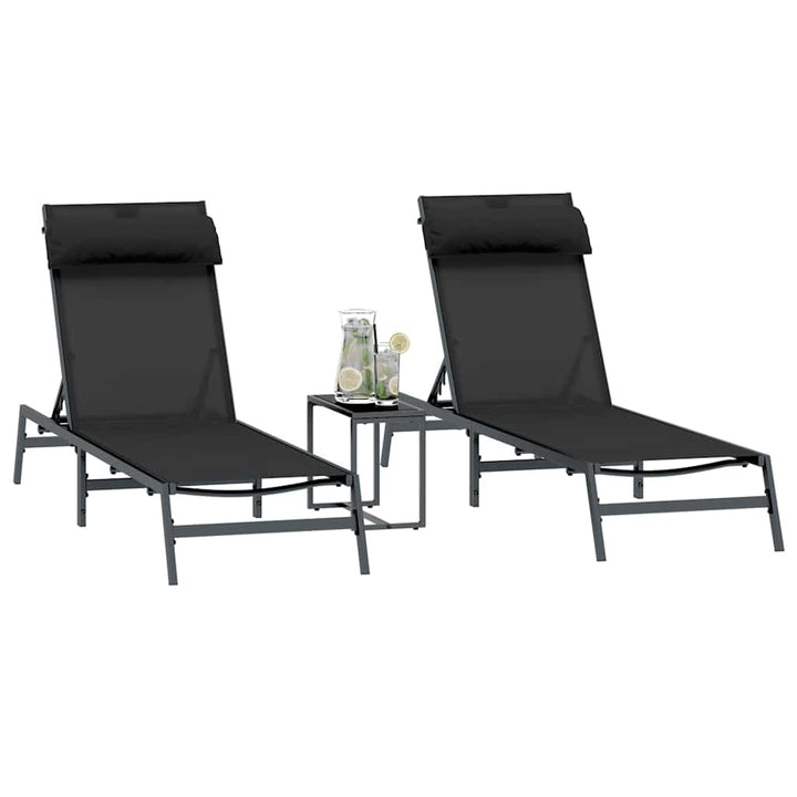 Solstolar 2-Person 3 Pcs Svart Och Anthracit Stål