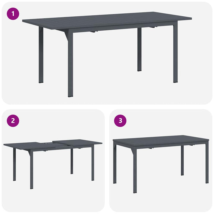 Utebord Antracit 180 X 80 X 74 Cm Pulverlackerat Stål