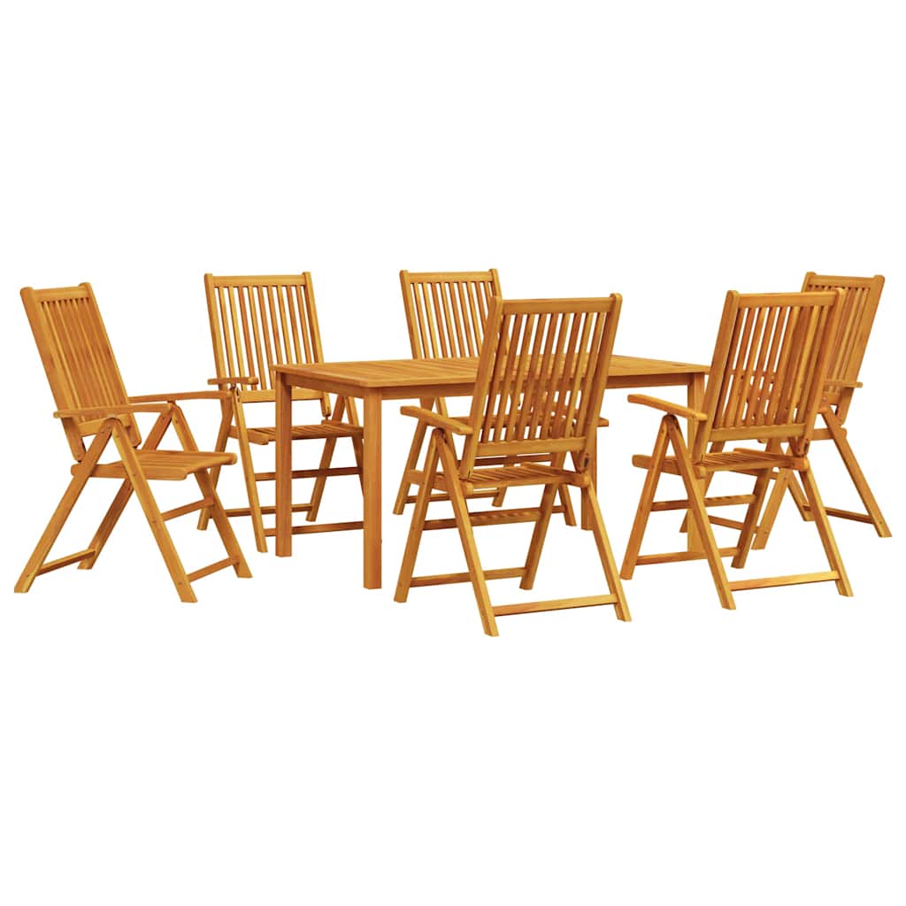 Trädgårdsmöbelset 7 Pcs Brun Massivt Akaciaträ