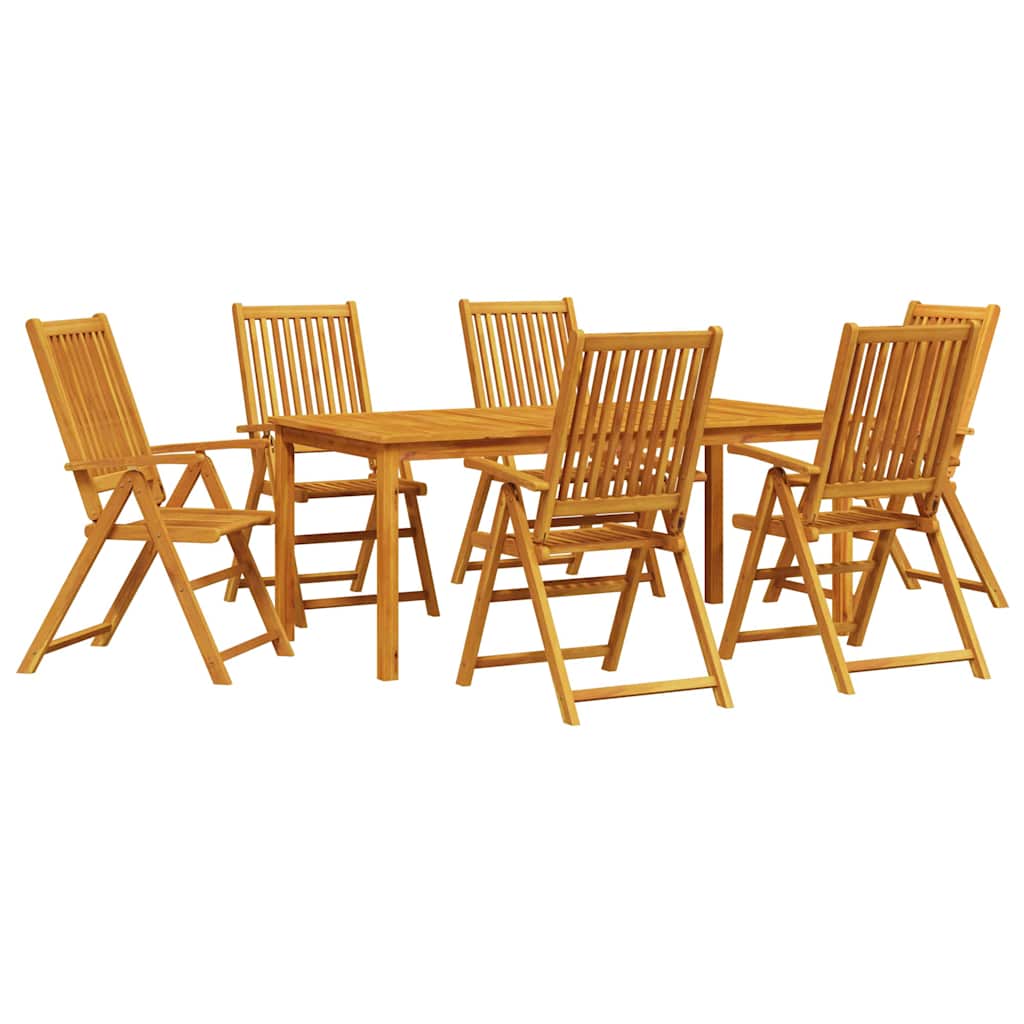 Trädgårdsmöbelset 7 Pcs Brun Massivt Akaciaträ