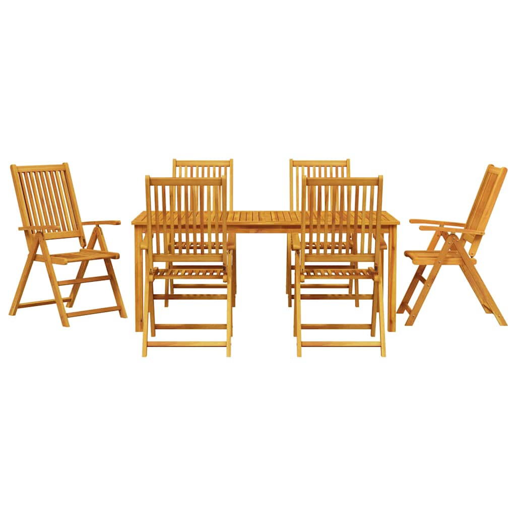 Trädgårdsmöbelset 7 Pcs Brun Massivt Akaciaträ