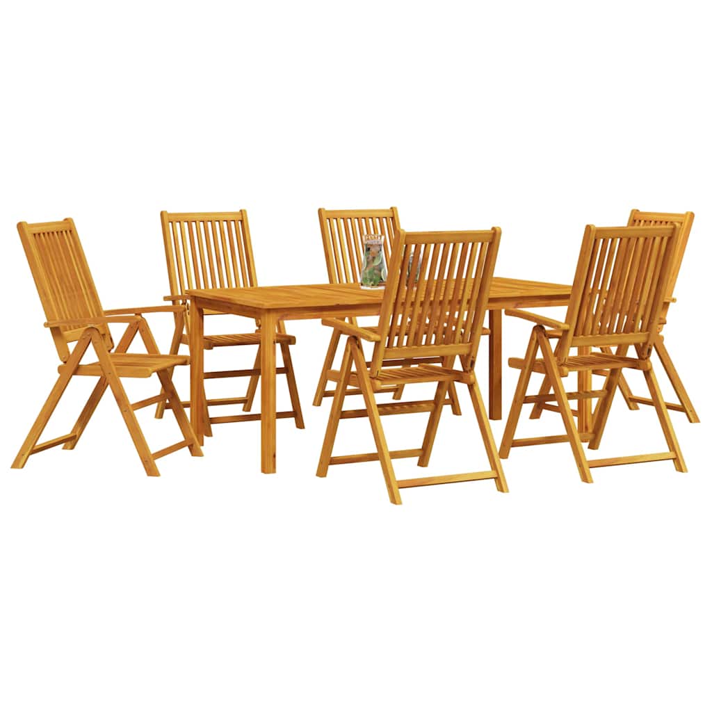 Trädgårdsmöbelset 7 Pcs Brun Massivt Akaciaträ