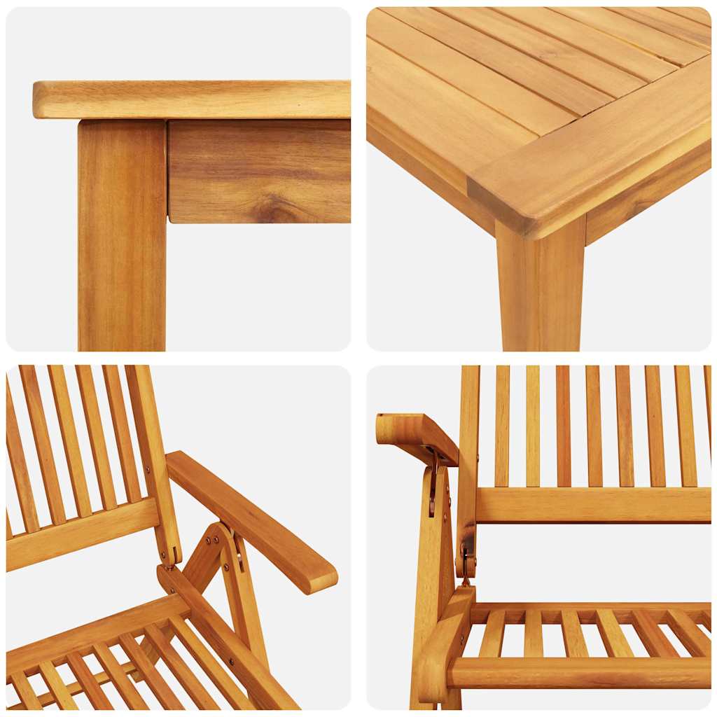 Trädgårdsmöbelset 9 Pcs Brun Massivt Akaciaträ