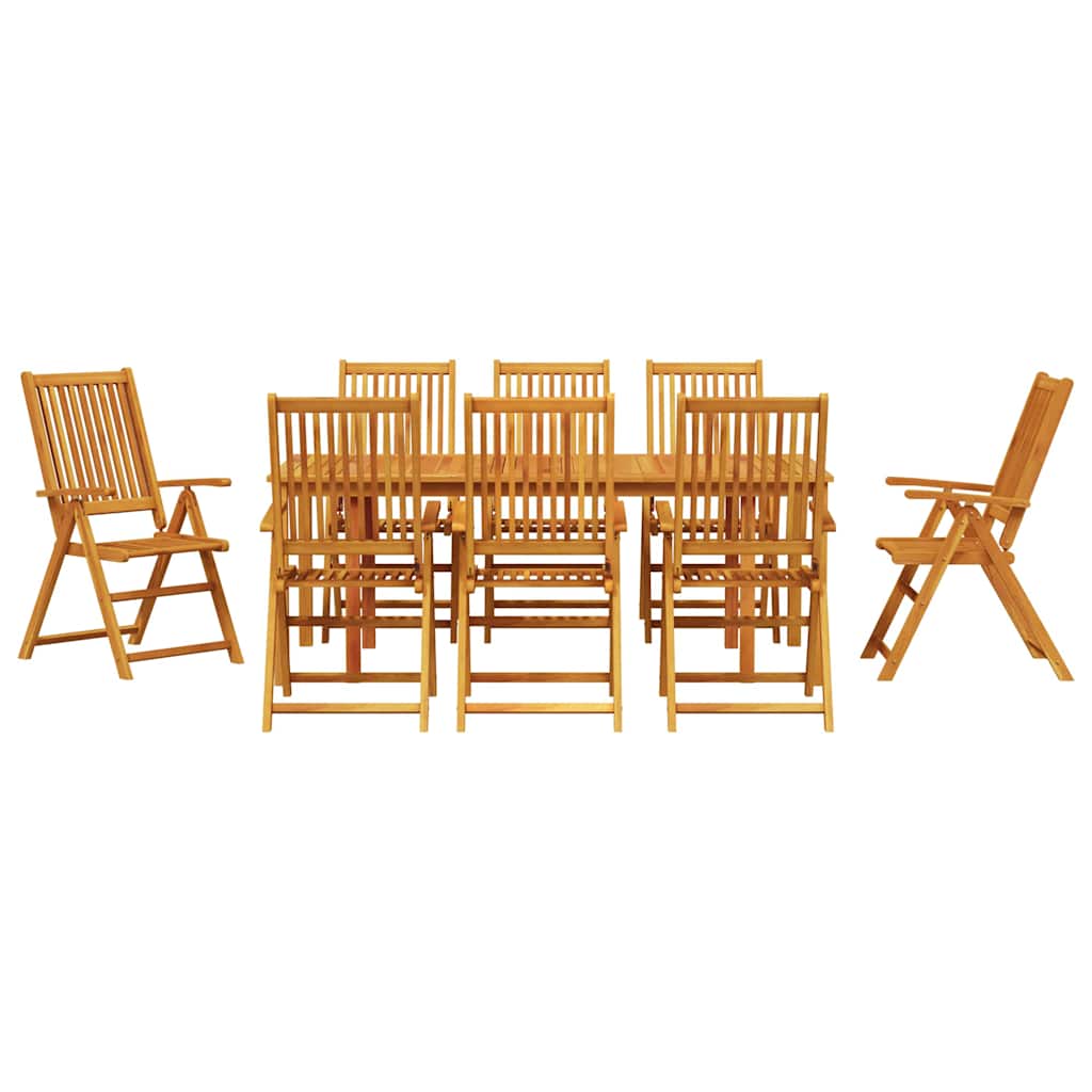 Trädgårdsmöbelset 9 Pcs Brun Massivt Akaciaträ
