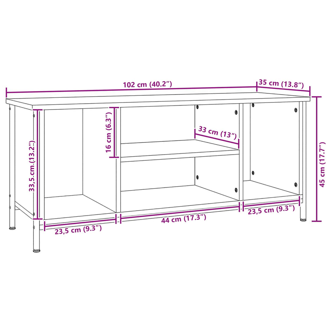 Tv-Skåp Svart Ek 102 X 35 X 45 Cm Konstruerat Trä