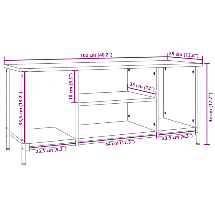Tv-Skåp Svart Ek 102 X 35 X 45 Cm Konstruerat Trä