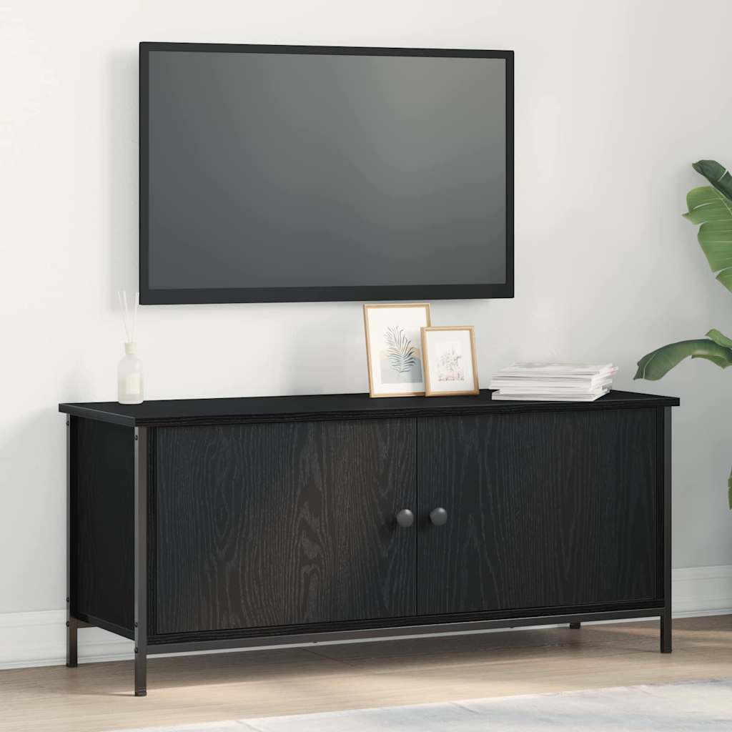 Tv-Skåp Svart Ek 100 X 35 X 45 Cm Konstruerat Trä