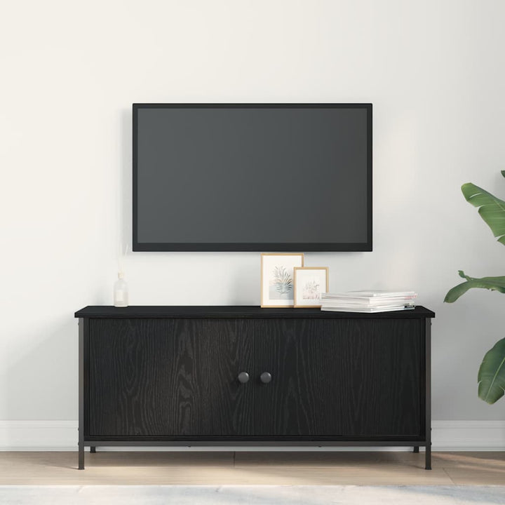 Tv-Skåp Svart Ek 100 X 35 X 45 Cm Konstruerat Trä