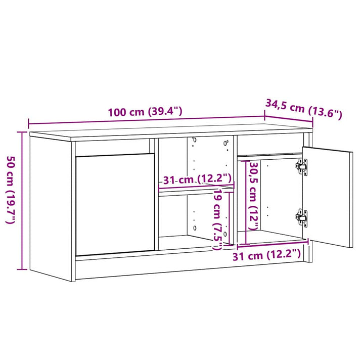 Tv Enheter Brun 100 X 34 X 50 Cm Konstruerat Trä