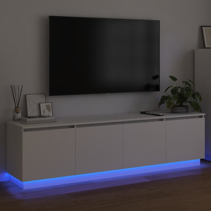 Tv-Skåp Med Led Vit 180 X 38 X 49 Cm Konstruerat Trä