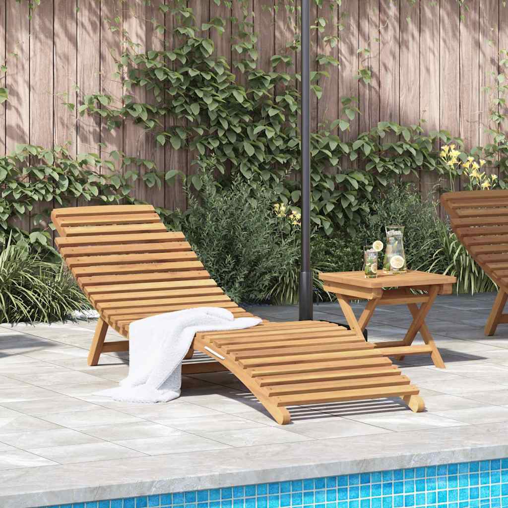 Solstol 2 Pcs Brun 198 X 55 X 58,5 Cm Massivt Teakträ