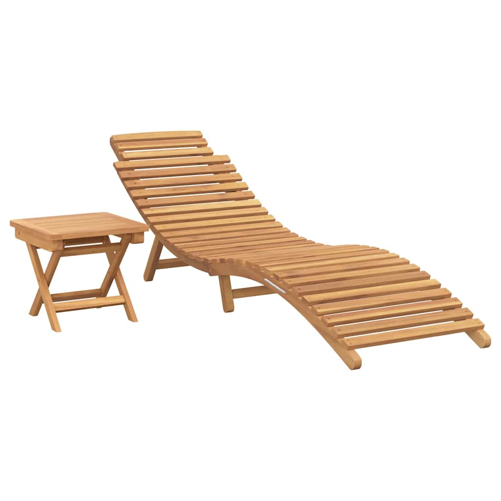 Solstol 2 Pcs Brun 198 X 55 X 58,5 Cm Massivt Teakträ