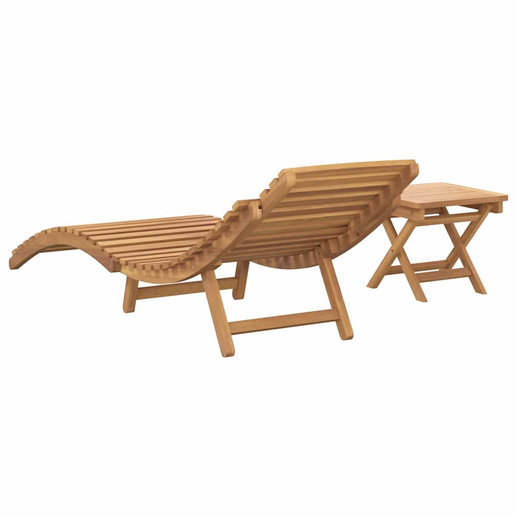Solstol 2 Pcs Brun 198 X 55 X 58,5 Cm Massivt Teakträ