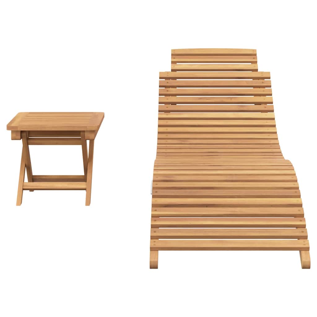 Solstol 2 Pcs Brun 198 X 55 X 58,5 Cm Massivt Teakträ