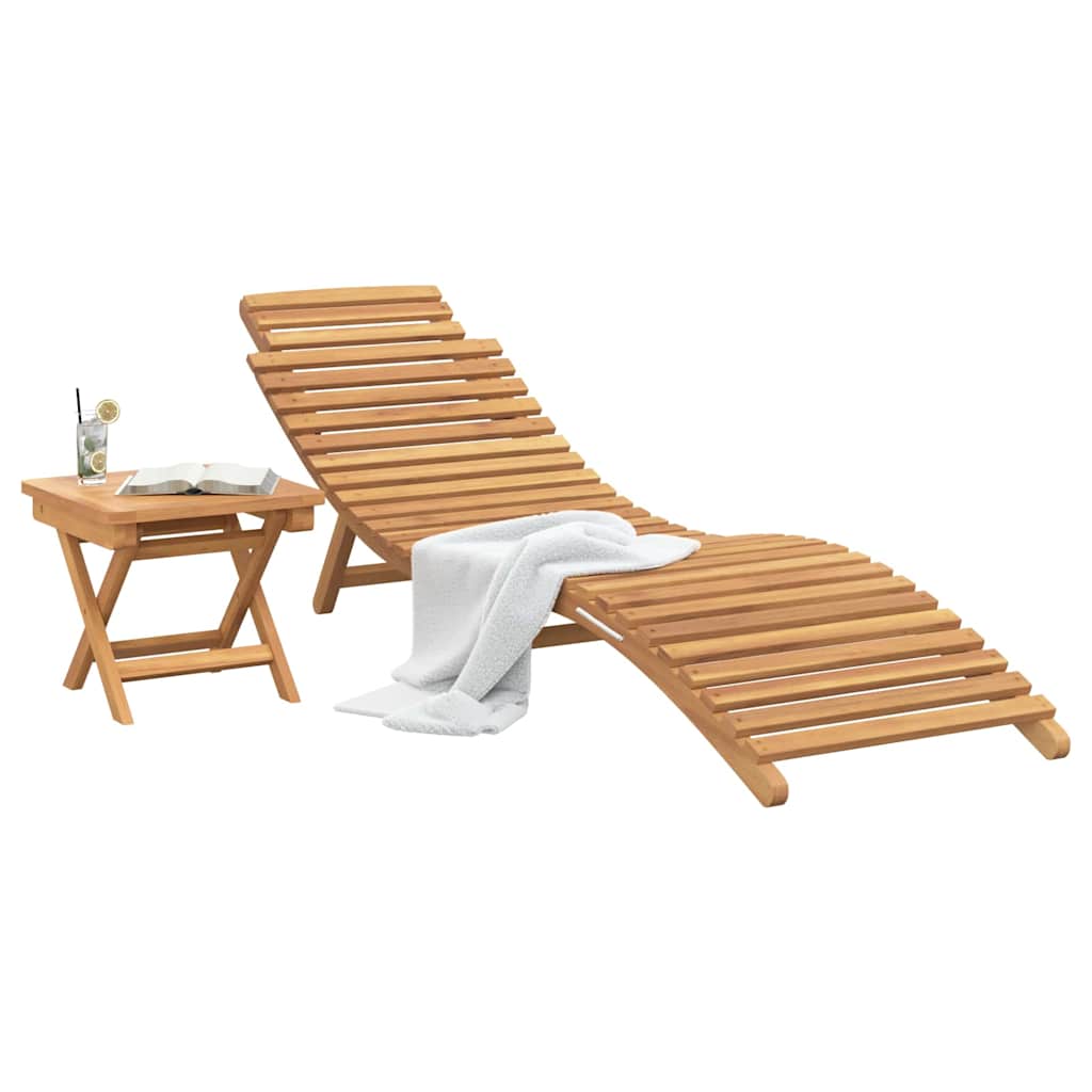 Solstol 2 Pcs Brun 198 X 55 X 58,5 Cm Massivt Teakträ