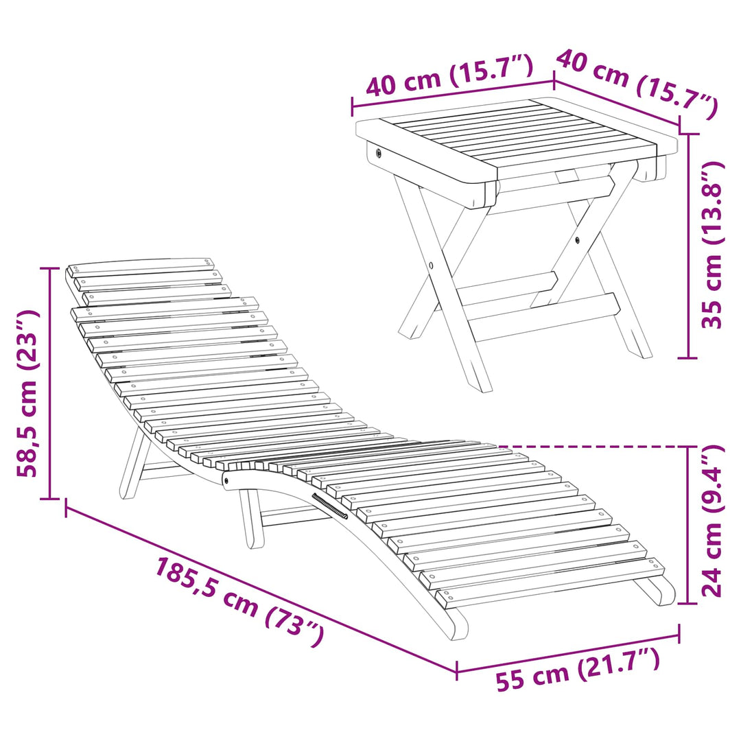 Solstol 2 Pcs Brun 198 X 55 X 58,5 Cm Massivt Teakträ