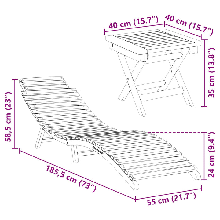 Solstol 2 Pcs Brun 198 X 55 X 58,5 Cm Massivt Teakträ