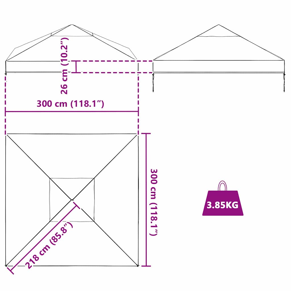 Gazebo Överdrag Ersättning Transparent 300 X 300 X 26 Cm Pvc