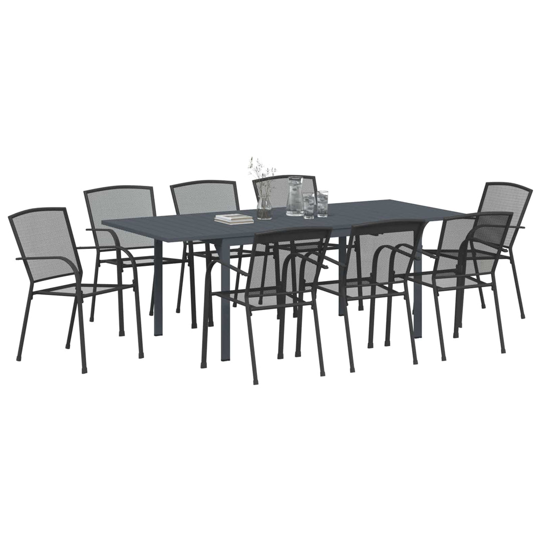 Trädgårdsmöbelset 9 Pcs Antracit Stål